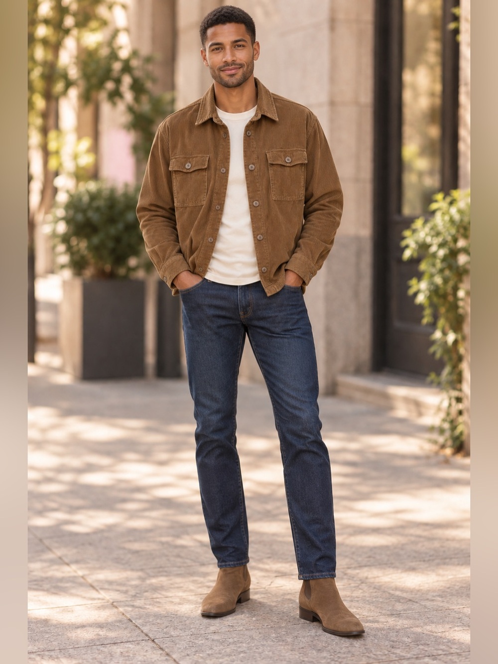 ALO Yoga Men's Corduroy Shirt Jacket in Brown - Picture 3 of 3